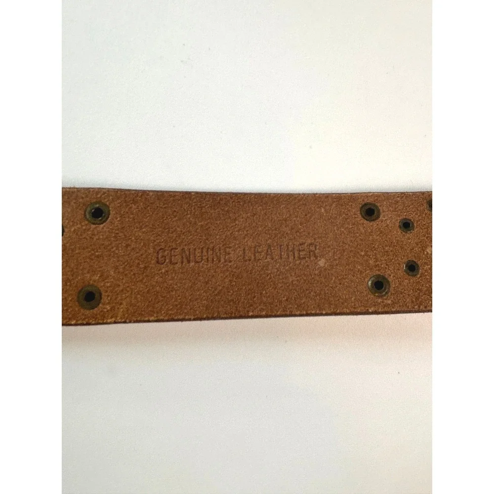 Free People Sola Stud Belt Gold Metallic Leather Women XL Boho